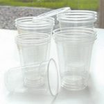 Clear plastic cups with flat cap (50u)